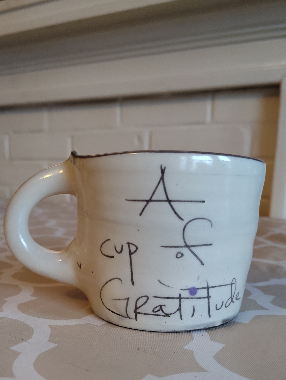 ZPOTS "Cup of Gratitude" Handmade Pottery Mug 16 oz Artisan Coffee Cup